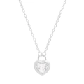 Collana a lucchetto a cuore in argento S925 con zircone su sfondo bianco - Argento 925 / Argento