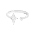 Minimalistische S925 sterling zilveren open ring met stermotief en zirkonia steen - Maat 13 (Verstelbaar) / Zilver