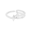 Zweilagiger S925 Sterlingsilber Sternring mit Zirkonia-Akzenten auf weißem Hintergrund - Größe 13 (Verstellbar) / Silber