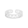 Bague ouverte minimaliste en argent sterling S925 avec motif de cœurs ajourés continus - Taille 13 (Ouverte Réglable) / Argenté