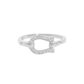 Anello ferro di cavallo in argento S925 minimalista con zirconi cubici incastonati - US 9 / Oro Bianco