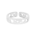 Minimalist S925 sterling silver open ring with hollow heart and circle pattern design - Size 13 (Adjustable) / Silver