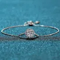 S925 sterling silver bracelet with 1ct moissanite sunflower pendant and adjustable chain - 925 Silver / 1 Carat Moissanite