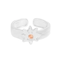 Anello regolabile in argento S925 con sole sorridente e zircone arancione centrale - Taglia 13 (Regolabile) / Argento