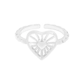 Minimalistische S925 sterling zilveren hartring met radiaal ontwerp en open structuur - Maat 13 (Verstelbaar) / Zilver