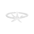 Minimalistischer S925 Sterlingsilber Seestern Ring mit gedrehtem Seilband und verstellbarem Design - Größe 13 (Verstellbar) / Silber