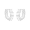 Pendientes de aro Huggie de plata de ley S925 con circonitas cúbicas pavimentadas - Plata 925 / Plateado