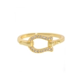 Anello a ferro di cavallo in argento S925 dorato con brillanti zirconi incastonati - US 9 / Oro 18k