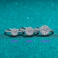 S925 Sterling Silber Halo Ringe mit 4mm, 5mm und 6,5mm Moissanit im Rundschliff - Einstellbar Offen / 6.5mm Zirkonia