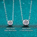 Collana a bolle in argento S925 con pietre moissanite da 0,5 e 1 carato con castone tondo - Argento 925 / 1 Carato di Moissanite