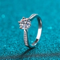 Classic S925 sterling silver ring with 1-carat moissanite in six-prong setting - Adjustable Open / 2 Carat Moissanite