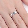 S925 sterling silver moissanite ring with wide band and half-bezel set clear stone - US 15 / Men's (30 Points Moissanite)