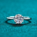 Klassischer S925 Sterlingsilber Ring mit 1 Karat Moissanit im Schneeflocken Design - Einstellbar Offen / 1 Karat Moissanit