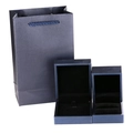 Dark blue luxury jewelry packaging set featuring gift bag and velvet lining boxes - Blue Necklace Box + Tote Bag