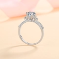 Exquisite S925 sterling silver moissanite ring with six-prong setting and pavé diamonds - US 10 / 1 Carat Moissanite