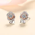 Pendientes de rosa en plata S925 con moissanita y baño de oro rosa brillante - Plata 925 / Par Moissanita (Con Certificado y Caja)