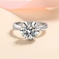 Elegante anello di fidanzamento in argento S925 con moissanite fiore di prugno e pavé - US 10 / 2 Carati di Moissanite