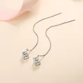 Boucles d'oreilles pampilles élégantes en argent S925 avec pendentifs cube Moissanite - Argent 925 / 1ct+1ct (Paire 2ct) Moissanite