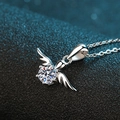 S925 sterling silver angel wing necklace featuring a brilliant round moissanite pendant - 925 Silver / 0.5 Carat Moissanite