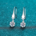 Boucles d'oreilles élégantes en argent 925 avec pendentif moissanite en forme de flocon - Argent 925 / 1ct + 1ct Moissanite