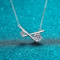 Collana con pendente a croce in argento S925 e pietre di moissanite scintillanti - Argento 925 / Argento (1.15 Carato Moissanite)