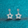 Eleganti orecchini pendenti a stella in argento S925 con pietre di moissanite brillante - Coppia da 20 Punti (10 Punti Ciascuno) / Argento 925