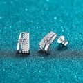Orecchini a perno rettangolari in argento 925 con pavé di moissanite elegante - Argento 925 / Moissanite (AZ462-E)