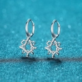 S925 sterling silver hoop earrings with shimmering hexagonal star charms and moissanite - Moissanite Style (AZ533-E) / 925 Silver