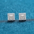Pendientes S925 de plata de ley con moissanita cuadrada de corte princesa y efecto halo - Circonia Cuadrada 7x7