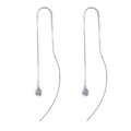 S925 sterling silver drop earrings with long box chain tassel and moissanite stones - Moissanite (Single)