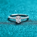 S925 sterling silver oval moissanite ring with a pavé band and classic claw setting - US 10 / 1 Carat Oval Moissanite