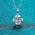 925 Sterling Silver Moissanite Necklace with Four-Claw Swirl Pendant on Blue Background - 925 Silver / 1 Carat Moissanite