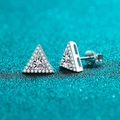 S925 sterling zilveren oorknopjes met driehoekige moissaniet en glinsterende halo - 925 zilver / 1 Karaat Moissaniet Paar Stijl