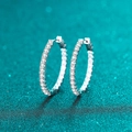 Orecchini a cerchio in argento sterling 925 con pavé di moissanite lucida - Argento 925 / Moissanite Bianca da 2.88ct (Argento 925)