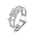 Elegant S925 sterling silver princess cut ring with marquise side stones on a white base - Size 5 / White