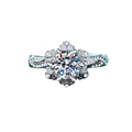 925 Sterling Silver Ring with Round Moissanite Center Stone and Pave Vine Band - US 9 / 1 Carat Moissanite