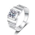 Anello da uomo in argento 925 con moissanite quadrata e fascia geometrica a gradini - Misura 15-25 / 1 Carato di Moissanite