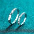 Elegant S925 sterling silver couple rings with geometric facet cut and moissanite stones - No. 23 / Male Ring (4.8 Points)