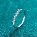 Elegant S925 sterling silver minimalist ring with seven sparkling moissanite stones - US 9 / 0.165ct Moissanite