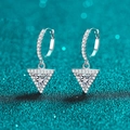 Orecchini a cerchio in argento sterling S925 con pendenti a triangolo in moissanite - Stile Moissanite da 2 Carati / Argento 925