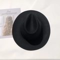 Klassischer schwarzer Herren Filzhut mit breiter Krempe im minimalistischen Fashion Look - M (56-58cm) / Schwarz