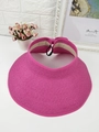 Detail of rose red straw sun hat with adjustable elastic band and inner sweatband - M (56-58cm) / Rose Red