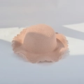 Chapeau de soleil en paille rose pour femmes et filles avec bord ondulé élégant - Style Enfant-Circonférence 52 / Rose Chair