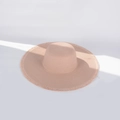 Light pink wide brim straw sun hat with fringe edges and round crown for summer vacation - M (56-58cm) / Nude Pink