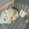 Matching set of daisy-themed straw sun hat and mini shoulder bag for girls and women - Kids Bag / Cream