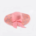 Pink wide-brim straw hat for women featuring colorful polka dots and a large bow - M (56-58cm) / Pink