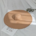 Detailed close-up of a wide-brimmed straw hat showing fine weaving and vacation style - M (56-58cm) / Khaki