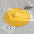 Wide brim yellow straw sun hat with woven texture for beach and summer sun protection - M (56-58cm) / Yellow