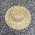 Flat top natural wheat straw boater hat with fine spiral woven texture in beige - M (56-58cm) / Flat Top 9cm Brim