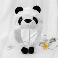 Lindo gorro panda de felpa con pompones y piel sintética para niños y adultos - Talla única / Panda